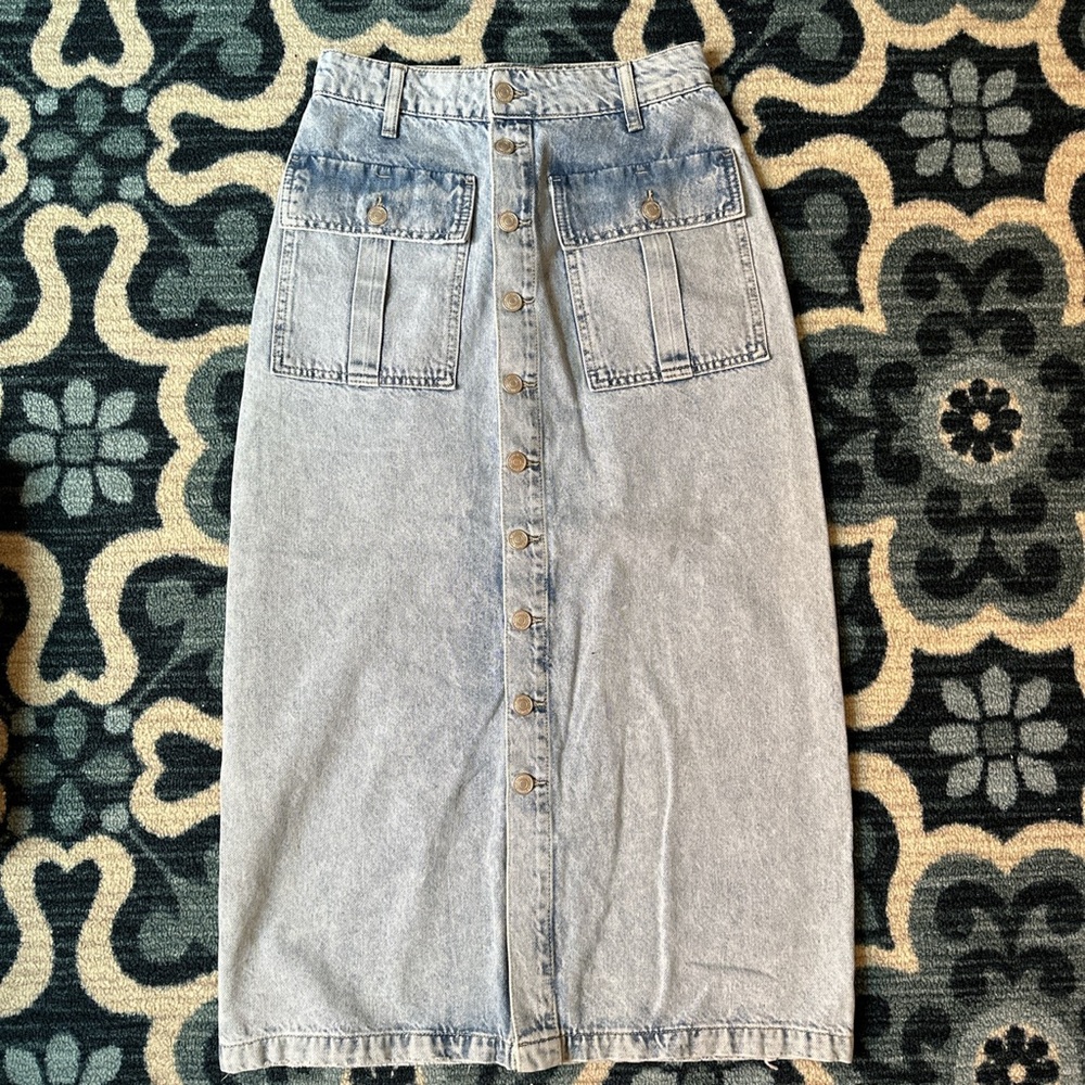 Free people denim maxi skirt